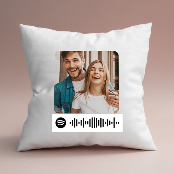 Cojín personalizado con foto y  "Código Spotify"