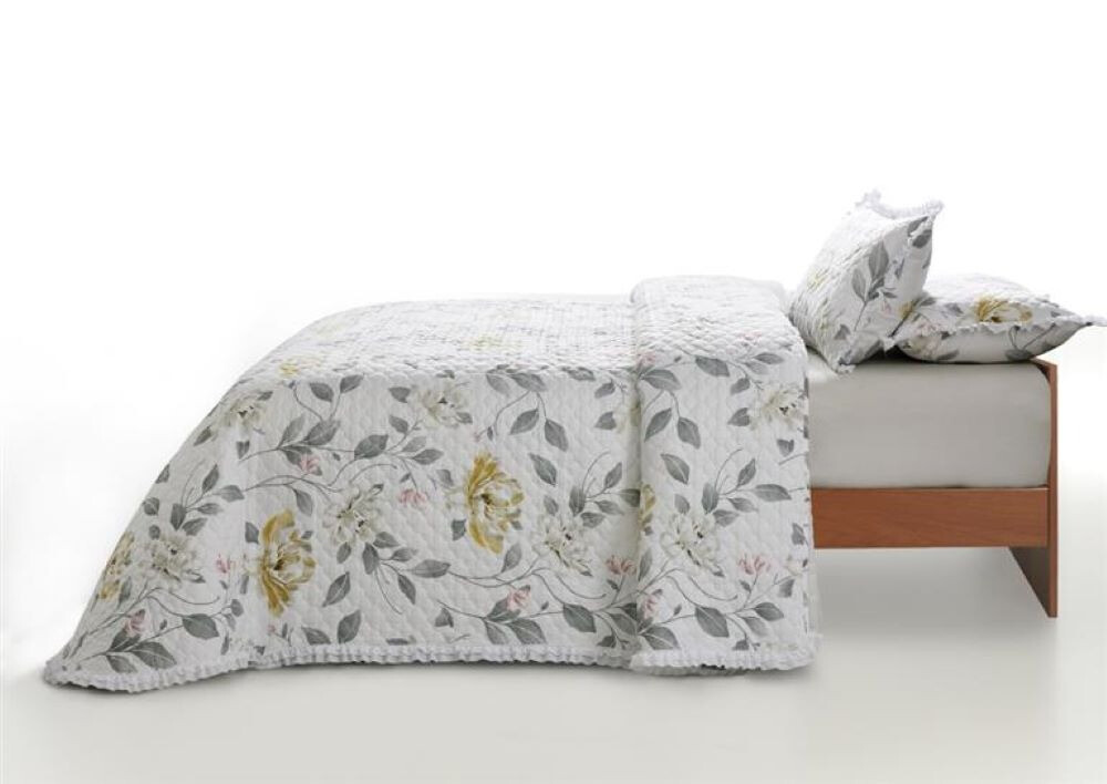 Colcha Bouti Cosida Reversible con puntilla CLARA VIDAL Estoril oro (1)