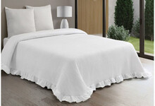 Colcha Jacquard Algodón Blanca con Volante