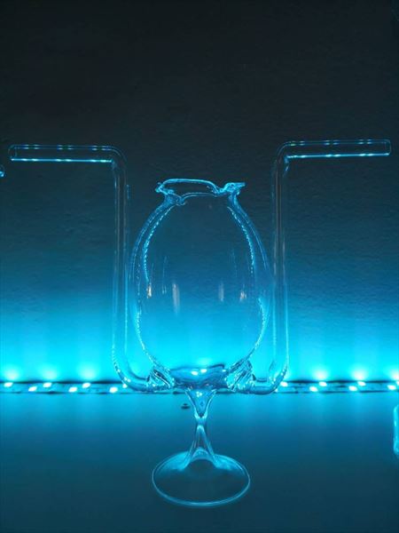Copa de cristal soplado 300 ml con 2 pajitas (6)