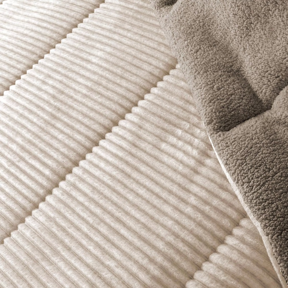 Edredón beige sherpa/borreguito jaspeado rayas modelo Lines Melange (3)