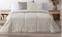 Edredón beige sherpa/borreguito jaspeado rayas modelo Lines Melange