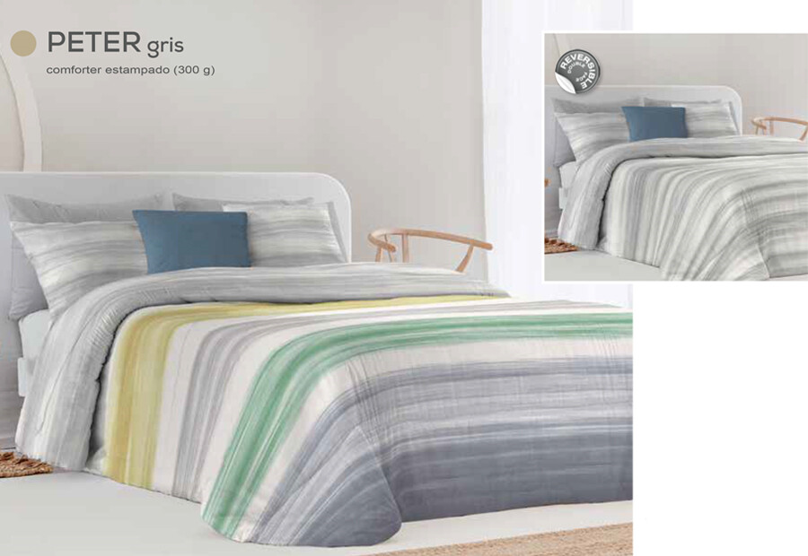 Edredón Comforter Reversible FUNDECO Estampado Peter gris ()