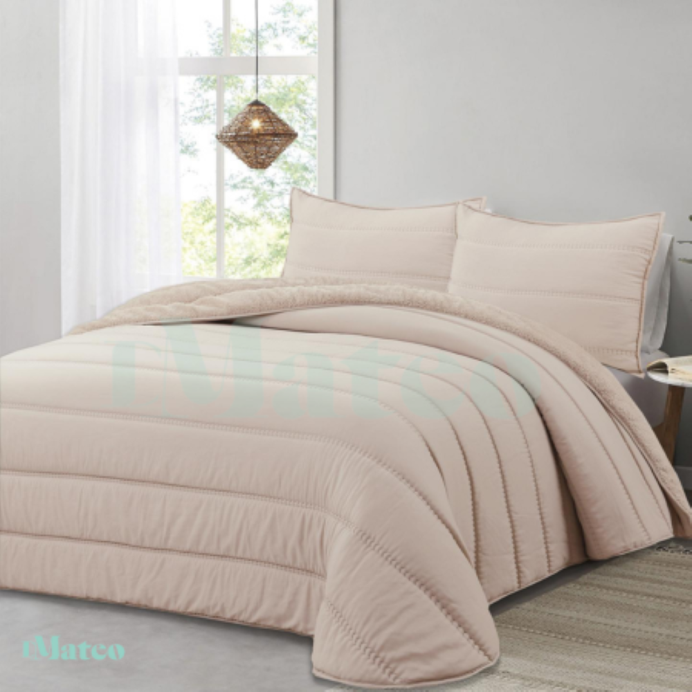 Edredón comforter rosa con sherpa 250gr RALLA dMateo ()