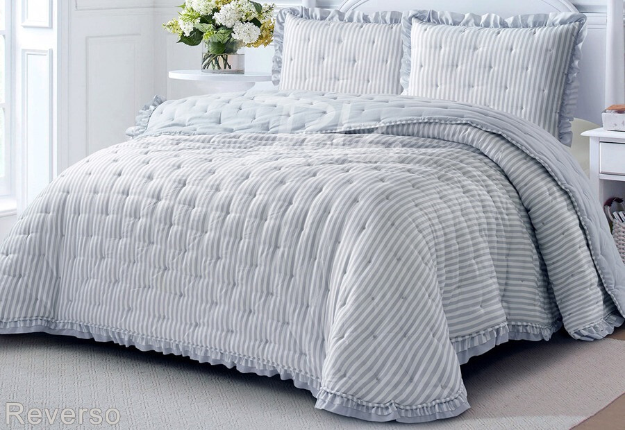 Edredón con  Volantes Reversible DOLZ Wendy color gris (1)
