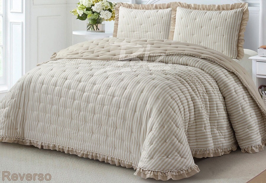 Edredón con  Volantes Reversible DOLZ Wendy color gris (1)