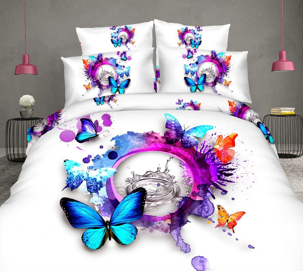 Funda nórdica de algodón 100% verde mariposas cama 150 cm BUTTERFLY