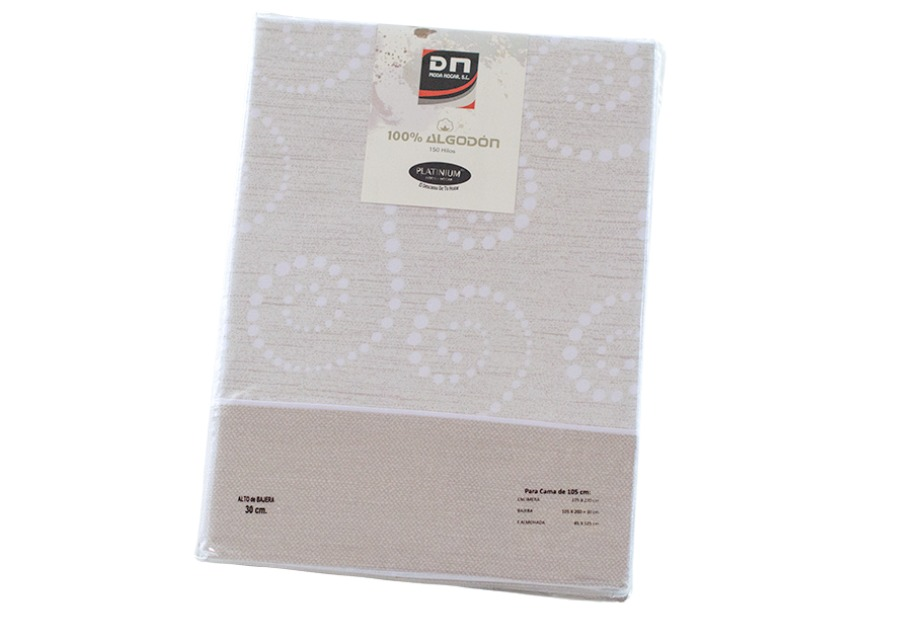 Juego de sábanas 100% Algodón Estampada PLATINIUM Mar color beige (1)