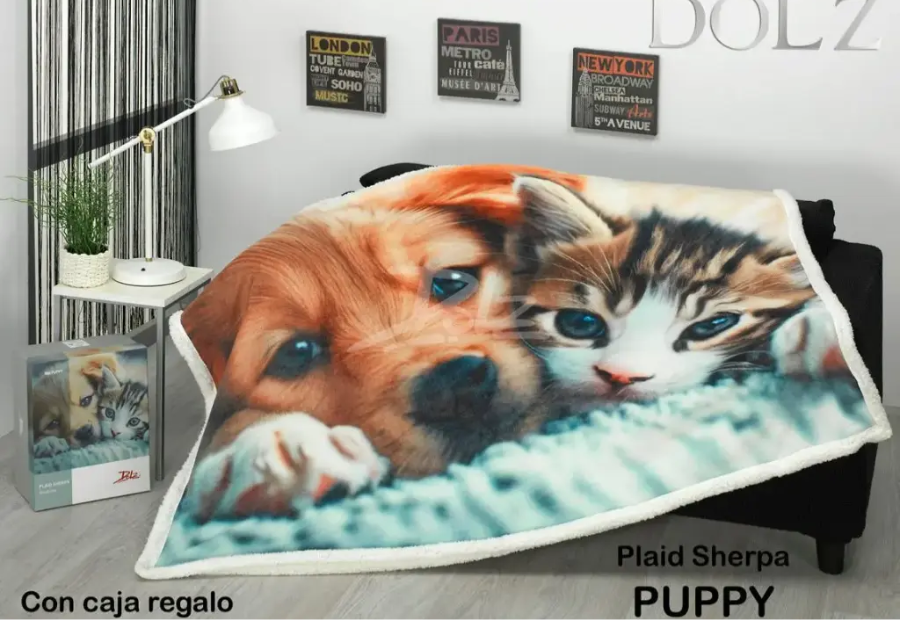 Manta plaid Sherpa Puppy 130x160 cm DOLZ ()