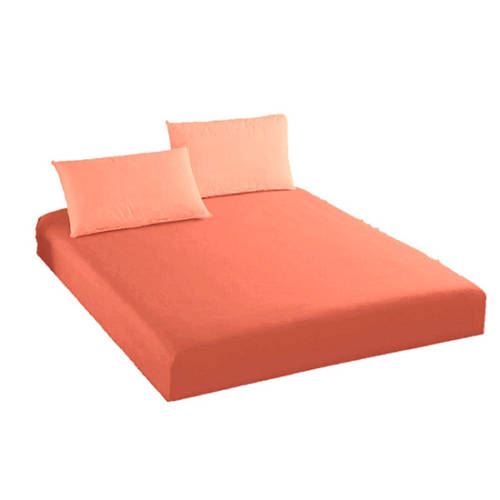 Sábana bajera  +2 fundas de almohadas Color Naranja 100% Algodon ()