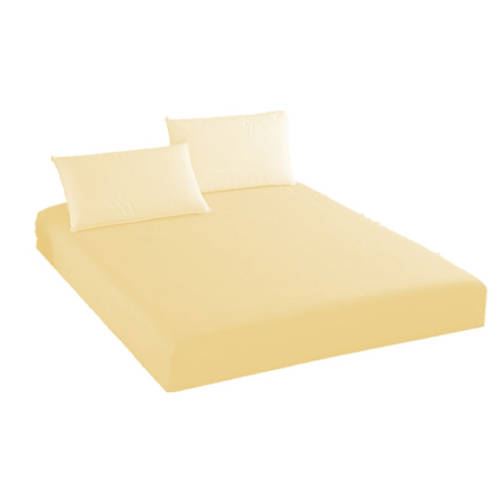 Sábana bajera  +2 fundas de almohadas Color Amarillo 100% Algodon ()