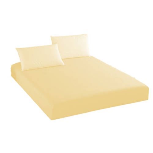 Sábana bajera  +2 fundas de almohadas Color Amarillo 100% Algodon