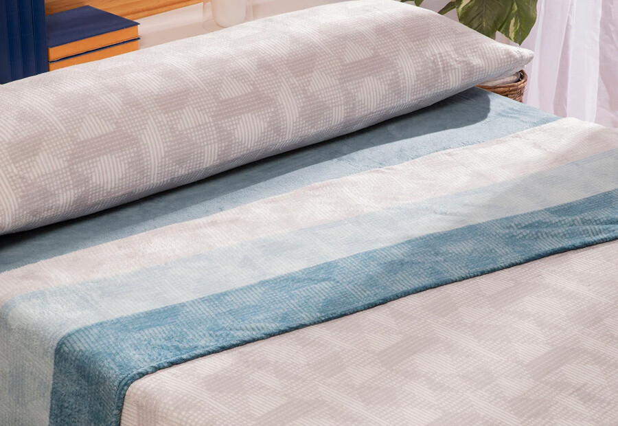 Sábana Invierno Coralina KARAMELO Premium Doble Cara Senia azul ()