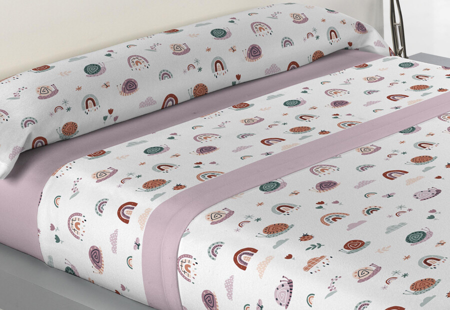 Sábana Invierno Coralina KARAMELO Premium Doble Cara Snail malva ()