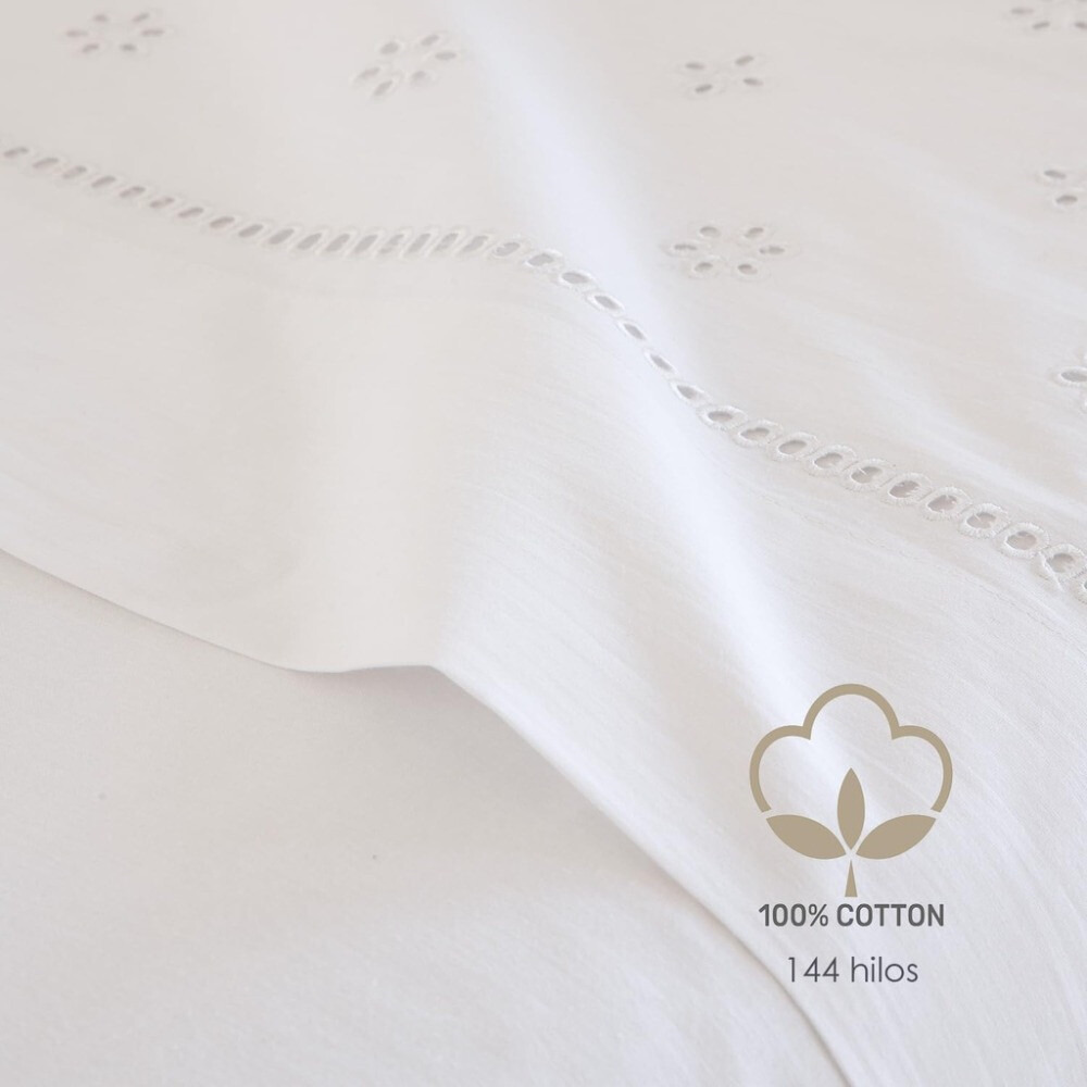 Sábanas blancas 100% Algodón Carola de FUN DECO (2)