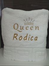 Toalla bordada Tu nombre+Queen+Corona