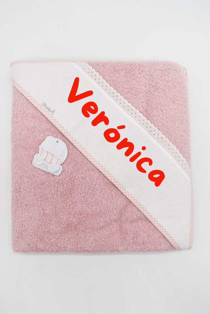 Toalla Rosa  Bébe Personalizada con nombre bordado ()