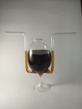 Copa de cristal soplado 300 ml con 2 pajitas